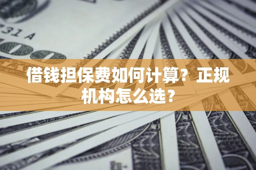 济南借钱担保费如何计算？正规机构怎么选？